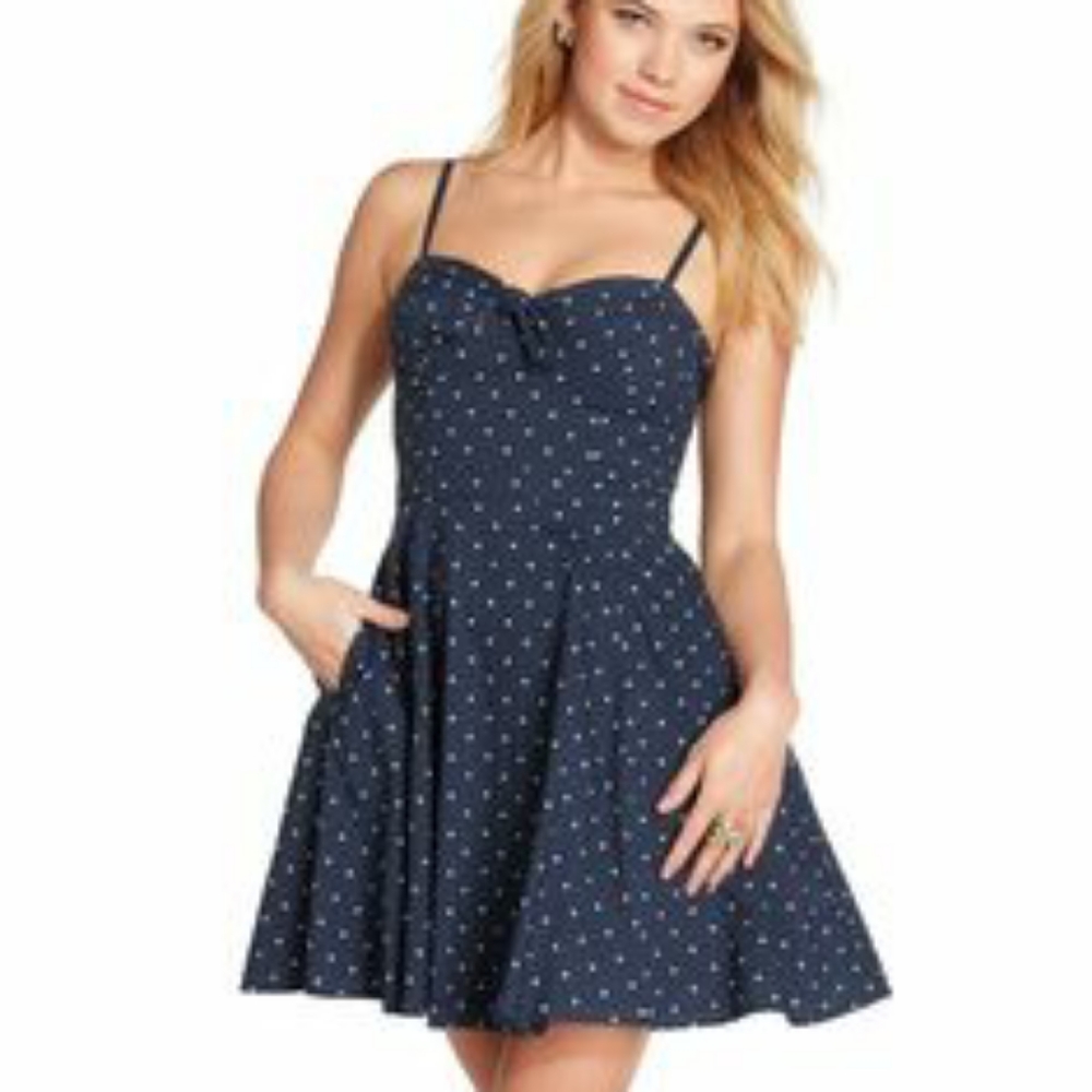 Jessica Simpson Navy Blue Polka Dot Dress